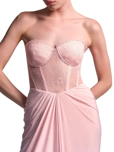 BCBGMAXAZRIA Women's Lace & Jersey Strapless Gown - Quartz Pink - Size 14 | Thumbnail 7 BCBGMAXAZRIA Women's Lace & Jersey Strapless Gown - Quartz Pink - Size 14 | Thumbnail 7
