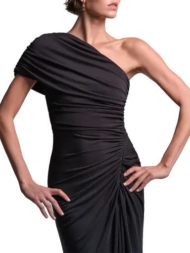 BCBGMAXAZRIA Women's Solina Ruched One-Shoulder Gown - Black - Size 6 | Thumbnail 6 BCBGMAXAZRIA Women's Solina Ruched One-Shoulder Gown - Black - Size 6 | Thumbnail 6