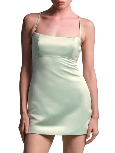 BCBGMAXAZRIA Women's Serene Lace-Up Back Satin Mini Dress - Pistachio | Thumbnail 5 BCBGMAXAZRIA Women's Serene Lace-Up Back Satin Mini Dress - Pistachio | Thumbnail 5
