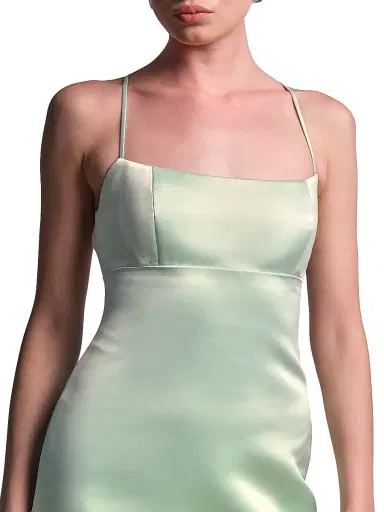 BCBGMAXAZRIA Women's Serene Lace-Up Back Satin Mini Dress - Pistachio | Thumbnail 6 BCBGMAXAZRIA Women's Serene Lace-Up Back Satin Mini Dress - Pistachio | Thumbnail 6
