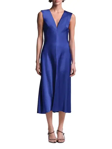 BCBGMAXAZRIA Women's Leha Cut-Out-Back Satin Midi Dress - Ultra Violet | Thumbnail 2 BCBGMAXAZRIA Women's Leha Cut-Out-Back Satin Midi Dress - Ultra Violet | Thumbnail 2