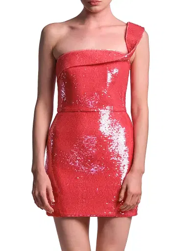 BCBGMAXAZRIA Women's Maci Sequined One-Shoulder Mini Dress - Candy Pink | Thumbnail 2 BCBGMAXAZRIA Women's Maci Sequined One-Shoulder Mini Dress - Candy Pink | Thumbnail 2
