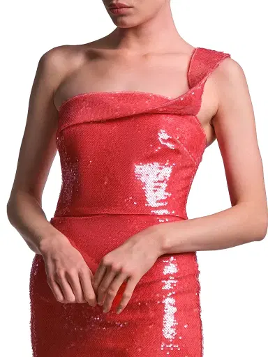BCBGMAXAZRIA Women's Maci Sequined One-Shoulder Mini Dress - Candy Pink | Thumbnail 6 BCBGMAXAZRIA Women's Maci Sequined One-Shoulder Mini Dress - Candy Pink | Thumbnail 6
