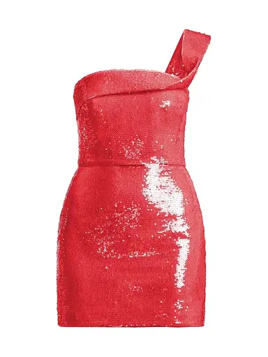 BCBGMAXAZRIA Women's Maci Sequined One-Shoulder Mini Dress - Candy Pink | Thumbnail 1 BCBGMAXAZRIA Women's Maci Sequined One-Shoulder Mini Dress - Candy Pink | Thumbnail 1