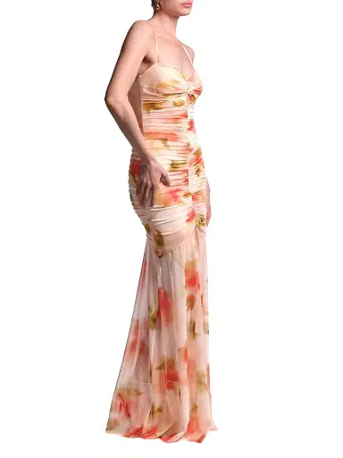 BCBGMAXAZRIA Women's Soraya Watercolor Ruched Gown - Floral Echo Print | Thumbnail 3 BCBGMAXAZRIA Women's Soraya Watercolor Ruched Gown - Floral Echo Print | Thumbnail 3