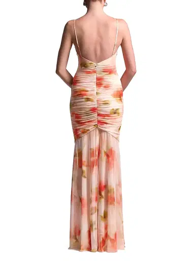BCBGMAXAZRIA Women's Soraya Watercolor Ruched Gown - Floral Echo Print | Thumbnail 4 BCBGMAXAZRIA Women's Soraya Watercolor Ruched Gown - Floral Echo Print | Thumbnail 4