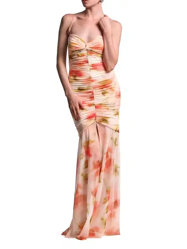 BCBGMAXAZRIA Women's Soraya Watercolor Ruched Gown - Floral Echo Print | Thumbnail 5 BCBGMAXAZRIA Women's Soraya Watercolor Ruched Gown - Floral Echo Print | Thumbnail 5