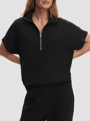 Varley Women's Ritchie Short-Sleeve Half-Zip Pullover - Black - Size XL | Thumbnail 3 Varley Women's Ritchie Short-Sleeve Half-Zip Pullover - Black - Size XL | Thumbnail 3