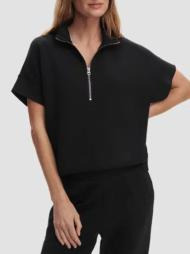 Varley Women's Ritchie Short-Sleeve Half-Zip Pullover - Black - Size XL | Thumbnail 4 Varley Women's Ritchie Short-Sleeve Half-Zip Pullover - Black - Size XL | Thumbnail 4