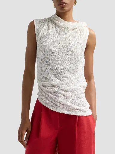 Proenza Schouler White Label Women's Circe Draped Floral Cotton-Blend Top - Alabaster - Size Large | Thumbnail 4 Proenza Schouler White Label Women's Circe Draped Floral Cotton-Blend Top - Alabaster - Size Large | Thumbnail 4