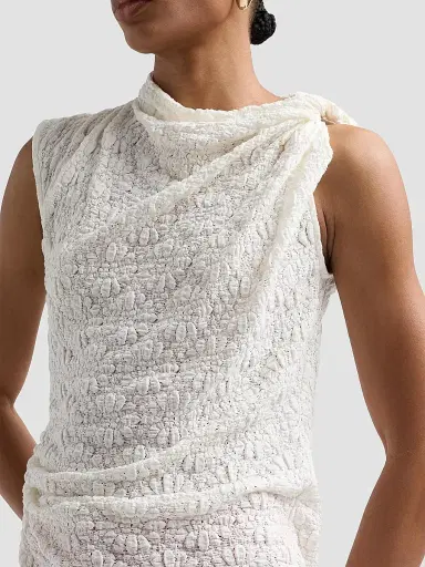 Proenza Schouler White Label Women's Circe Draped Floral Cotton-Blend Top - Alabaster - Size Large | Thumbnail 5 Proenza Schouler White Label Women's Circe Draped Floral Cotton-Blend Top - Alabaster - Size Large | Thumbnail 5