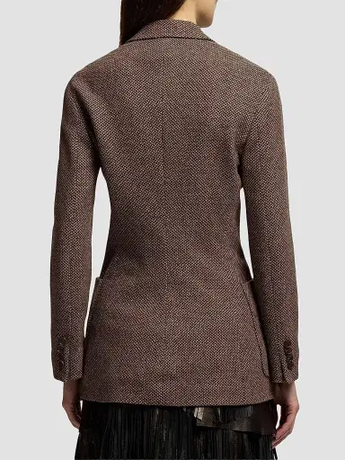 Ralph Lauren Collection Women's Hailey Broken Twill Jersey Blazer - Porcini Honey Multi - Size 8 | Thumbnail 4 Ralph Lauren Collection Women's Hailey Broken Twill Jersey Blazer - Porcini Honey Multi - Size 8 | Thumbnail 4