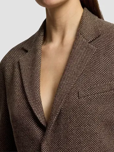 Ralph Lauren Collection Women's Hailey Broken Twill Jersey Blazer - Porcini Honey Multi - Size 8 | Thumbnail 5 Ralph Lauren Collection Women's Hailey Broken Twill Jersey Blazer - Porcini Honey Multi - Size 8 | Thumbnail 5