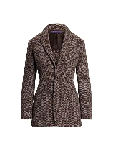 Ralph Lauren Collection Women's Hailey Broken Twill Jersey Blazer - Porcini Honey Multi - Size 8 | Thumbnail 1 Ralph Lauren Collection Women's Hailey Broken Twill Jersey Blazer - Porcini Honey Multi - Size 8 | Thumbnail 1