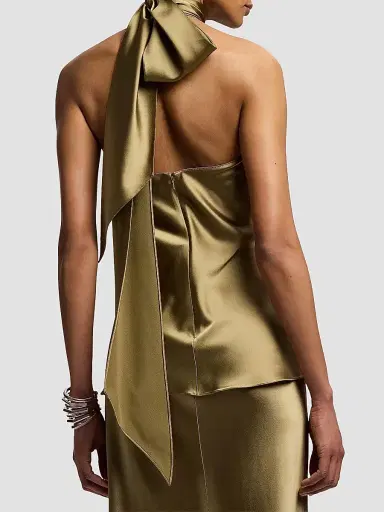 Ralph Lauren Collection Women's Chilton Satin Halter Blouse | Thumbnail 4 Ralph Lauren Collection Women's Chilton Satin Halter Blouse | Thumbnail 4