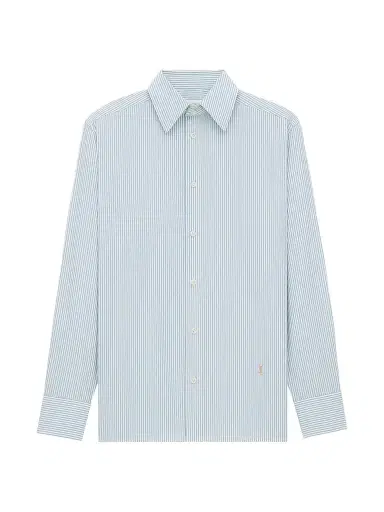 Saint Laurent Women's Cassandre Shirt in Striped Cotton Poplin - Blue | Thumbnail 1 Saint Laurent Women's Cassandre Shirt in Striped Cotton Poplin - Blue | Thumbnail 1