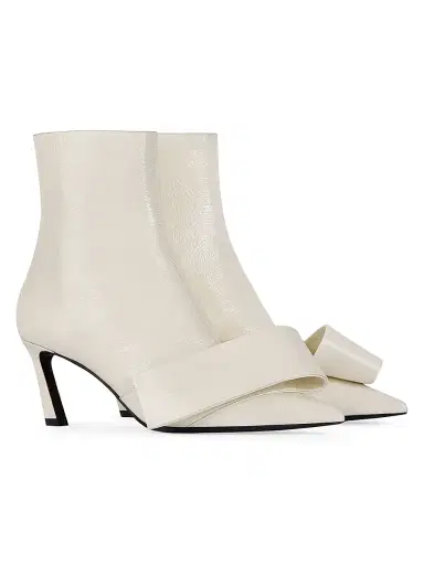 Givenchy Women's Twisted Ribbon Ankle Boots in Shiny Naplack Leather - Ivory - Size 11 | Thumbnail 2 Givenchy Women's Twisted Ribbon Ankle Boots in Shiny Naplack Leather - Ivory - Size 11 | Thumbnail 2