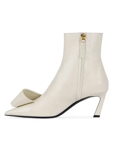 Givenchy Women's Twisted Ribbon Ankle Boots in Shiny Naplack Leather - Ivory - Size 11 | Thumbnail 3 Givenchy Women's Twisted Ribbon Ankle Boots in Shiny Naplack Leather - Ivory - Size 11 | Thumbnail 3