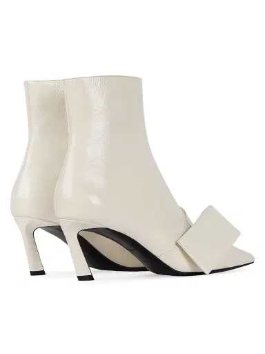 Givenchy Women's Twisted Ribbon Ankle Boots in Shiny Naplack Leather - Ivory - Size 11 | Thumbnail 4 Givenchy Women's Twisted Ribbon Ankle Boots in Shiny Naplack Leather - Ivory - Size 11 | Thumbnail 4