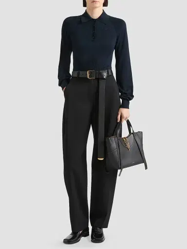 Givenchy Women's Polo Sweater in Cotton and Silk - Navy - Size XS | Thumbnail 2 Givenchy Women's Polo Sweater in Cotton and Silk - Navy - Size XS | Thumbnail 2