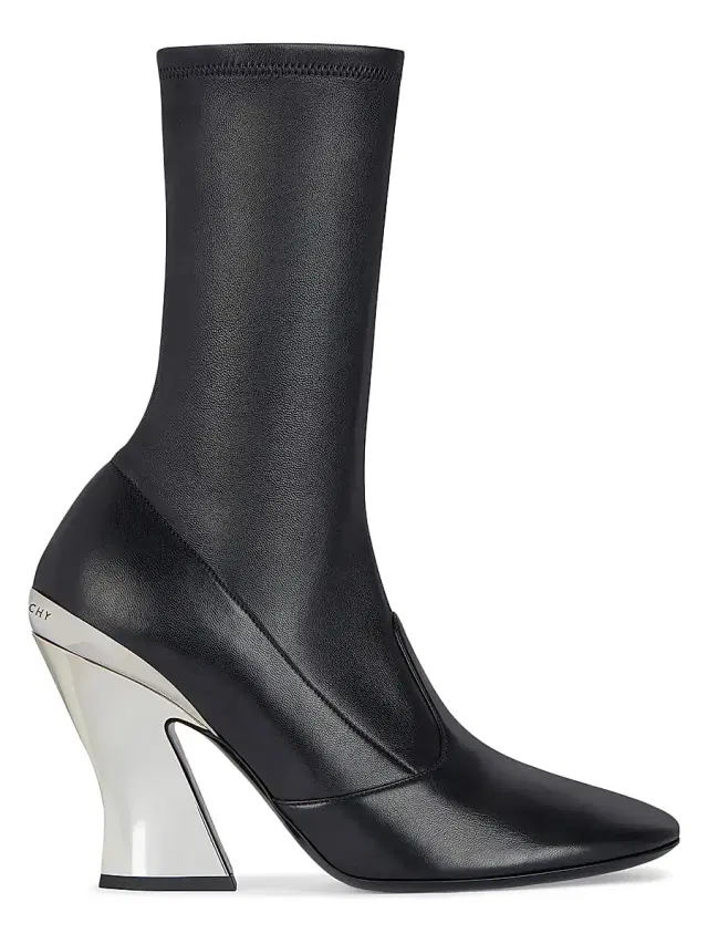 Women's Sculpted Ankle Boots in Nappa Leather - Black Silvery Women's Sculpted Ankle Boots in Nappa Leather - Black Silvery