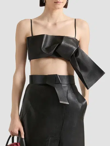 Givenchy Women's Bra Top in Leather with Bow - Black | Thumbnail 3 Givenchy Women's Bra Top in Leather with Bow - Black | Thumbnail 3