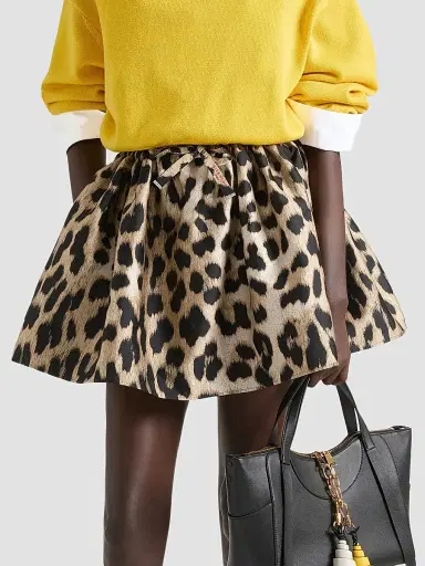 Givenchy Women's Mini Pleated Skirt in Leopard Jacquard - Beige Multi | Thumbnail 3 Givenchy Women's Mini Pleated Skirt in Leopard Jacquard - Beige Multi | Thumbnail 3