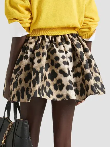 Givenchy Women's Mini Pleated Skirt in Leopard Jacquard - Beige Multi | Thumbnail 4 Givenchy Women's Mini Pleated Skirt in Leopard Jacquard - Beige Multi | Thumbnail 4