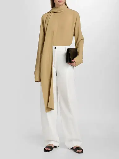 TOTEME Women's Single Pleat Cotton Trousers - White | Thumbnail 2 TOTEME Women's Single Pleat Cotton Trousers - White | Thumbnail 2