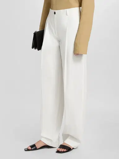 TOTEME Women's Single Pleat Cotton Trousers - White | Thumbnail 4 TOTEME Women's Single Pleat Cotton Trousers - White | Thumbnail 4