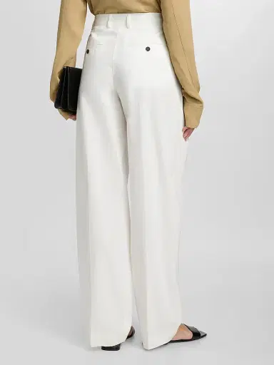 TOTEME Women's Single Pleat Cotton Trousers - White | Thumbnail 5 TOTEME Women's Single Pleat Cotton Trousers - White | Thumbnail 5