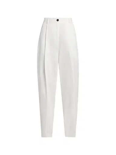 TOTEME Women's Single Pleat Cotton Trousers - White | Thumbnail 1 TOTEME Women's Single Pleat Cotton Trousers - White | Thumbnail 1