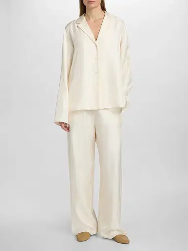 Toteme Women's Monogram Silk Pajama Top - Cream | Thumbnail 2 Toteme Women's Monogram Silk Pajama Top - Cream | Thumbnail 2
