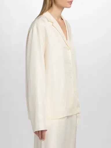 Toteme Women's Monogram Silk Pajama Top - Cream | Thumbnail 4 Toteme Women's Monogram Silk Pajama Top - Cream | Thumbnail 4