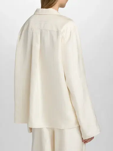 Toteme Women's Monogram Silk Pajama Top - Cream | Thumbnail 5 Toteme Women's Monogram Silk Pajama Top - Cream | Thumbnail 5