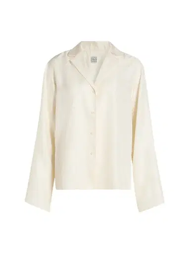 Toteme Women's Monogram Silk Pajama Top - Cream | Thumbnail 1 Toteme Women's Monogram Silk Pajama Top - Cream | Thumbnail 1