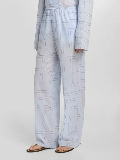 TOTEME Women's Monogram Cotton-Blend Pajama Pants | Thumbnail 4 TOTEME Women's Monogram Cotton-Blend Pajama Pants | Thumbnail 4