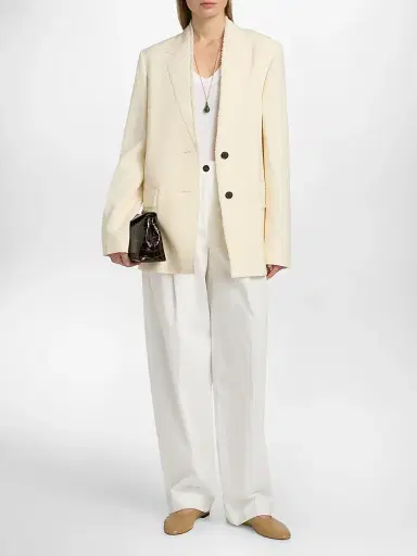 Toteme Women's Raw Lapel Jacket - Ecru | Thumbnail 2 Toteme Women's Raw Lapel Jacket - Ecru | Thumbnail 2