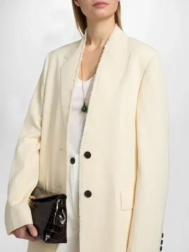 Toteme Women's Raw Lapel Jacket - Ecru | Thumbnail 6 Toteme Women's Raw Lapel Jacket - Ecru | Thumbnail 6