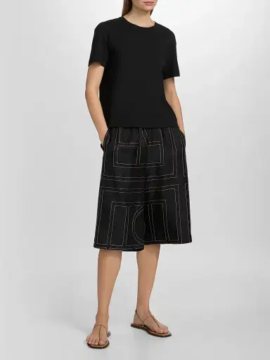 Toteme Women's Monogram Silk Pajama-Style Culottes - Black | Thumbnail 2 Toteme Women's Monogram Silk Pajama-Style Culottes - Black | Thumbnail 2