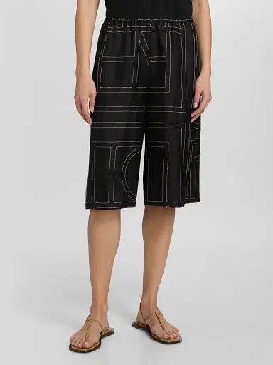 Toteme Women's Monogram Silk Pajama-Style Culottes - Black | Thumbnail 3 Toteme Women's Monogram Silk Pajama-Style Culottes - Black | Thumbnail 3
