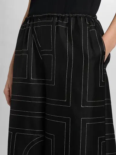 Toteme Women's Monogram Silk Pajama-Style Culottes - Black | Thumbnail 6 Toteme Women's Monogram Silk Pajama-Style Culottes - Black | Thumbnail 6