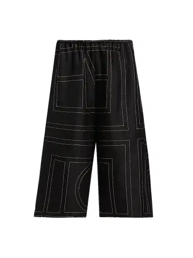 Toteme Women's Monogram Silk Pajama-Style Culottes - Black | Thumbnail 1 Toteme Women's Monogram Silk Pajama-Style Culottes - Black | Thumbnail 1