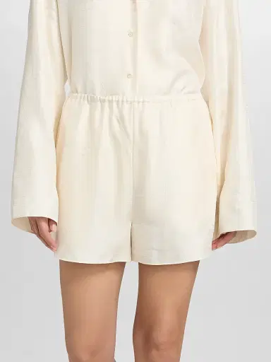 Toteme Women's Monogram Silk Pajama Shorts - Cream | Thumbnail 3 Toteme Women's Monogram Silk Pajama Shorts - Cream | Thumbnail 3
