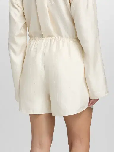 Toteme Women's Monogram Silk Pajama Shorts - Cream | Thumbnail 5 Toteme Women's Monogram Silk Pajama Shorts - Cream | Thumbnail 5
