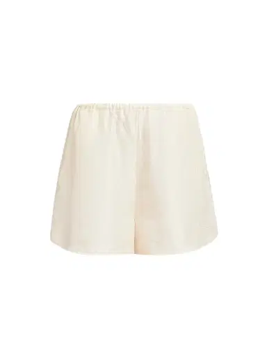 Toteme Women's Monogram Silk Pajama Shorts - Cream | Thumbnail 1 Toteme Women's Monogram Silk Pajama Shorts - Cream | Thumbnail 1