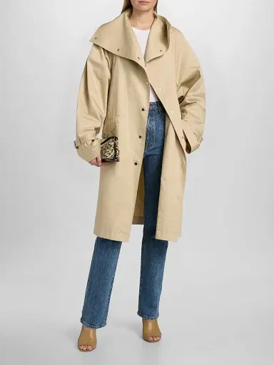 Toteme Women's Oversized Cotton Trench Coat - Beige | Thumbnail 2 Toteme Women's Oversized Cotton Trench Coat - Beige | Thumbnail 2