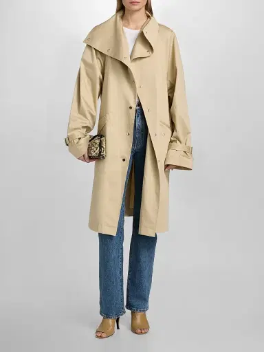 Toteme Women's Oversized Cotton Trench Coat - Beige | Thumbnail 3 Toteme Women's Oversized Cotton Trench Coat - Beige | Thumbnail 3
