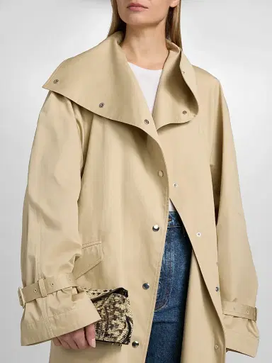 Toteme Women's Oversized Cotton Trench Coat - Beige | Thumbnail 6 Toteme Women's Oversized Cotton Trench Coat - Beige | Thumbnail 6