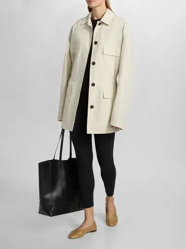 Toteme Women's Collared Drawstring Jacket - Oyster | Thumbnail 2 Toteme Women's Collared Drawstring Jacket - Oyster | Thumbnail 2